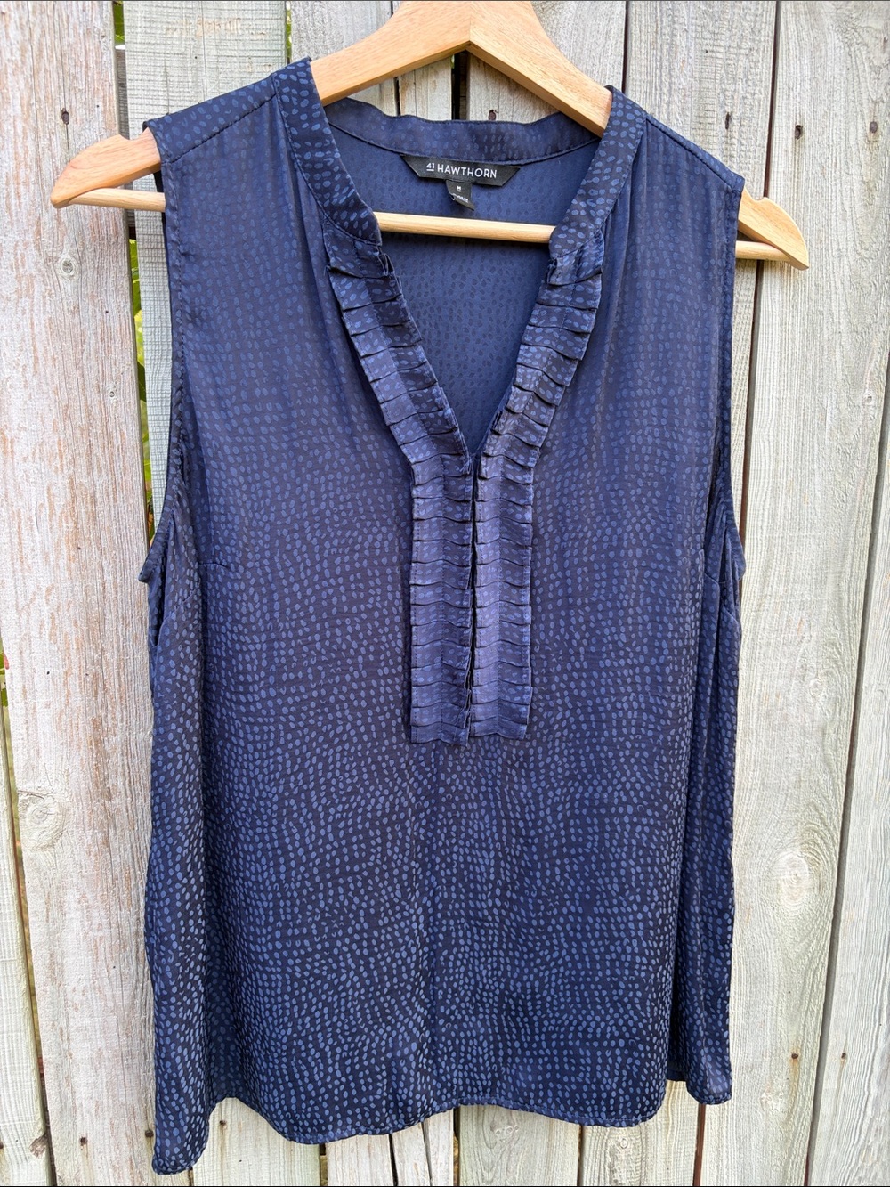 41 Hawthorn Navy Ruffled V-Neck Sleeveless Top